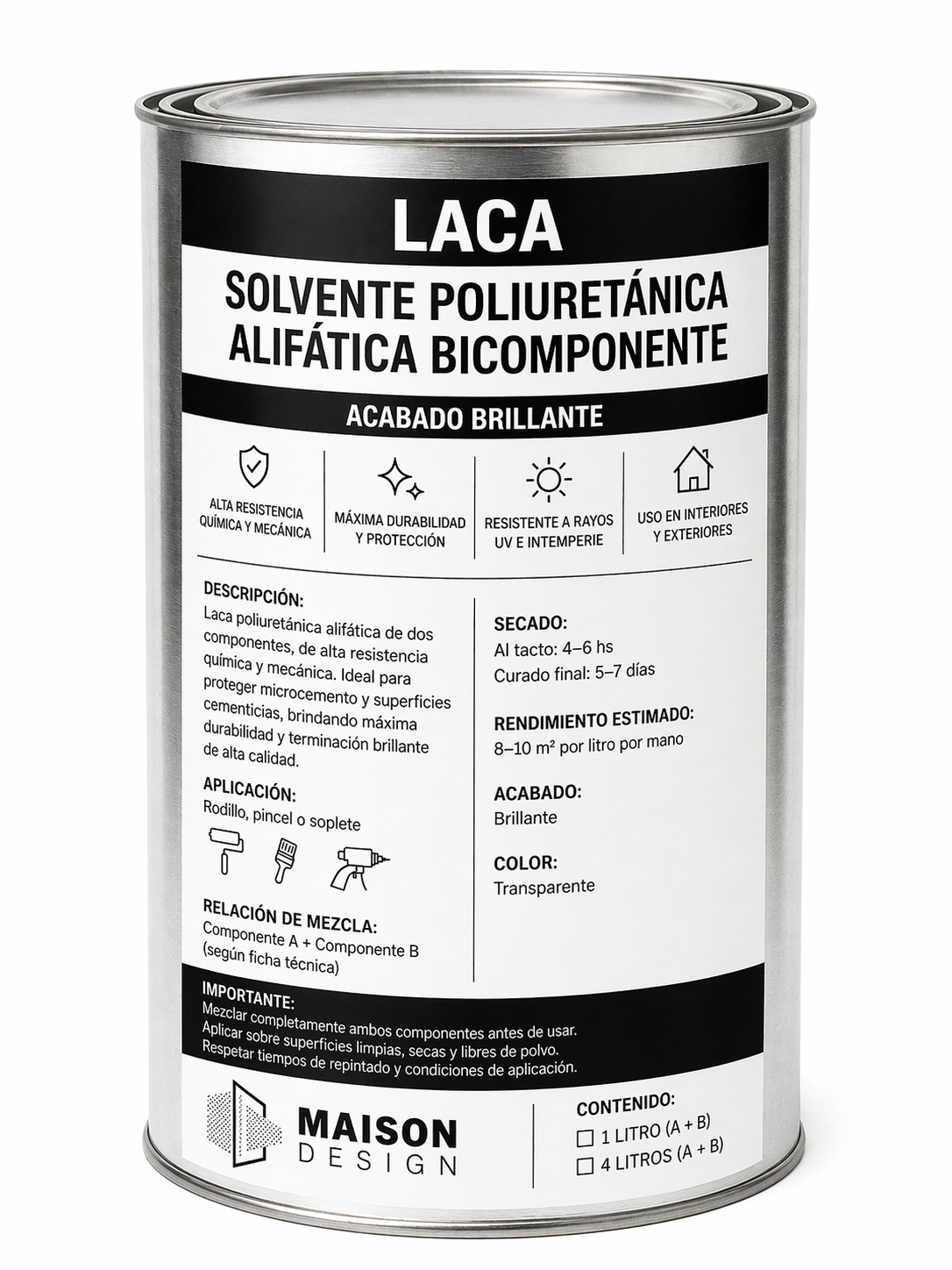 LACA SOLVENTE ALIFATICA BICOMPONENTE